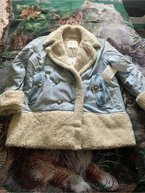 McGuire Denim Light Blue & Cream Sherpa Teddy Coat